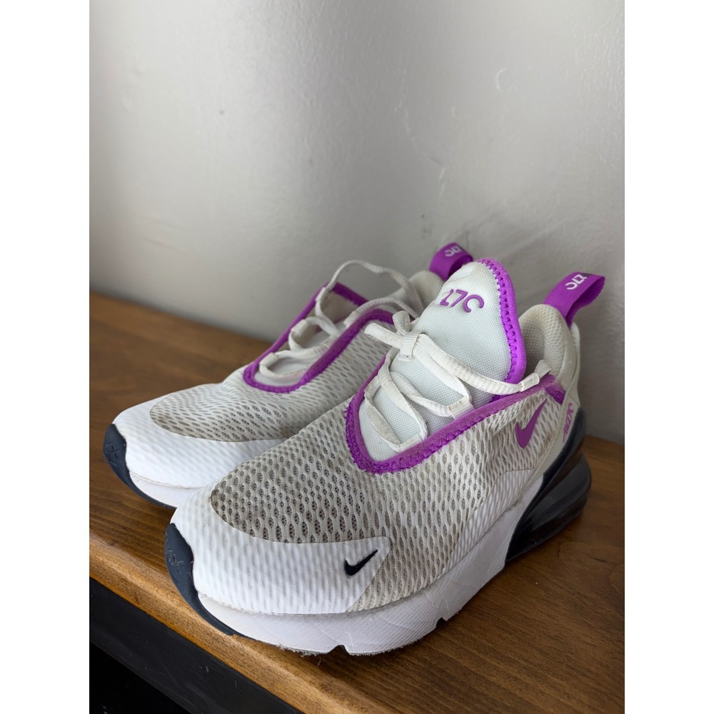 Nike Air Max 270 Kids White Fierce Purple Black AO2372-116 Size 13C